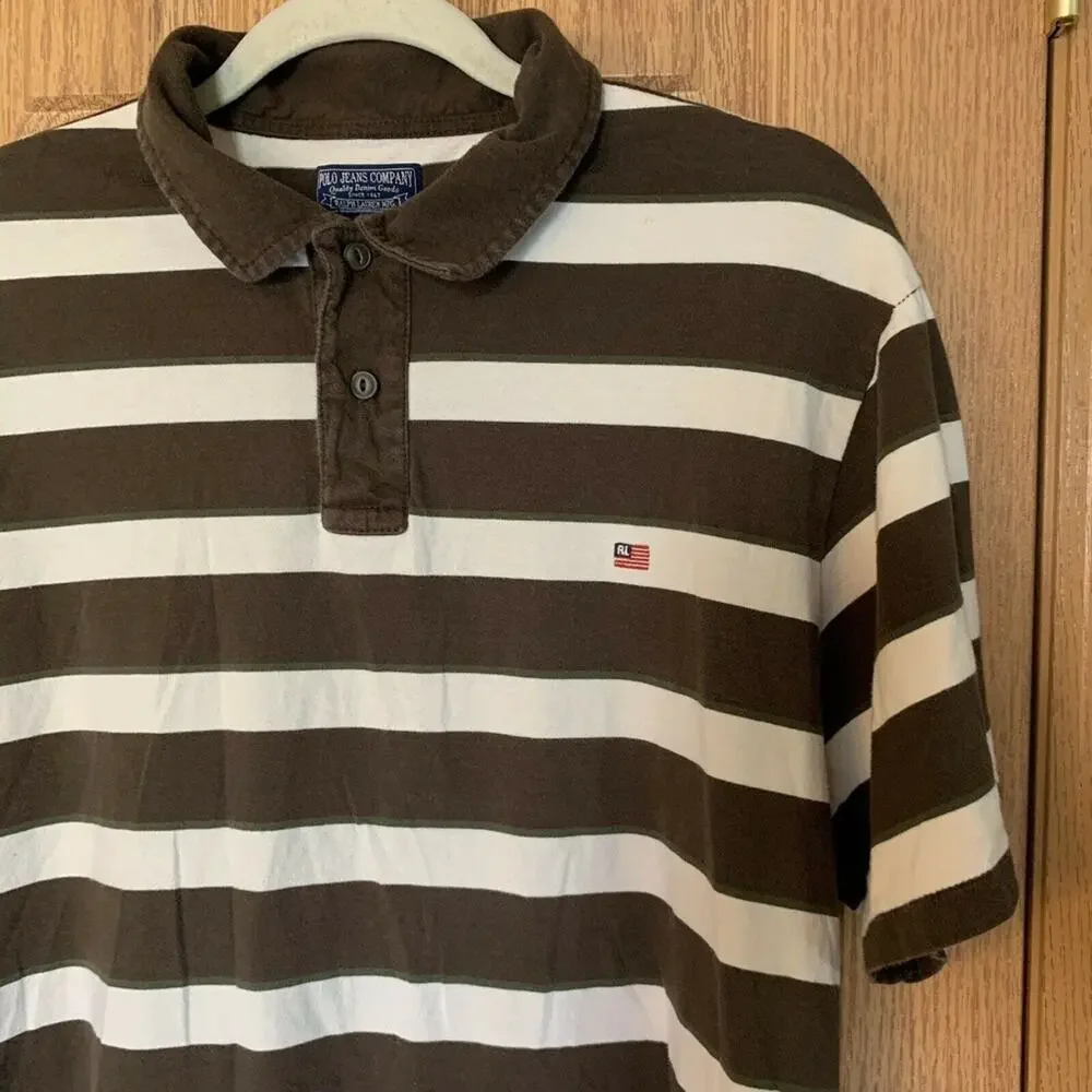 Vintage Polo Jeans Co Strips Golf Polo L